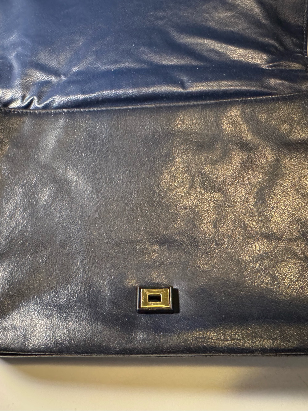 Vintage Dark Navy Blue Markay USA Leather Shoulder Bag Purse MINTY RARE - Picture 8 of 12